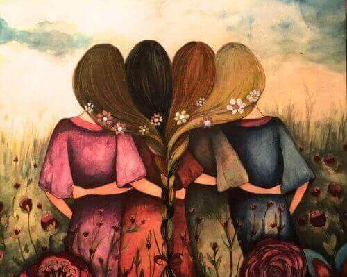 чотири дівчини зі сплетеними косами