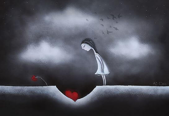 дівчина стоїть над серцем