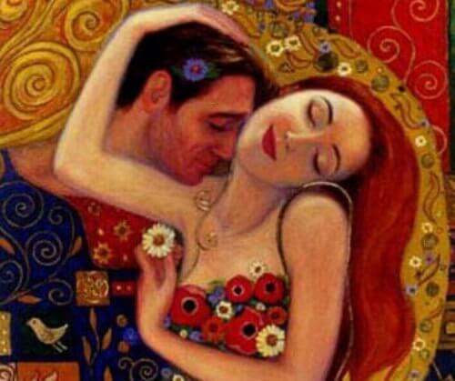 чоловік цілує жінку в шию