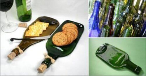 Блюдо для закусок зі старої скляної пляшки