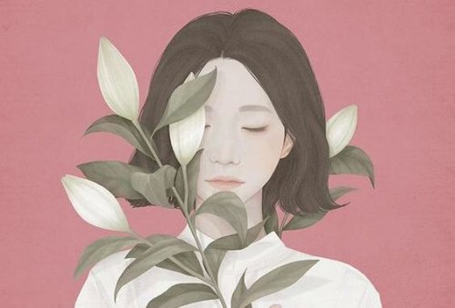 дівчина з квіткою