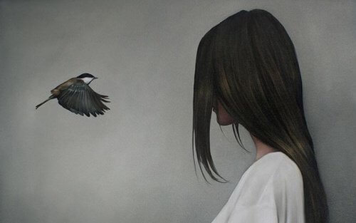 дівчина та птаха