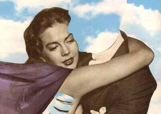жінка обіймає силует чоловіка